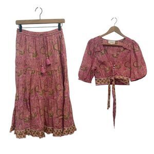 Cleobella Matching Midi Skirt and Crop Top Organic Cotton Size S